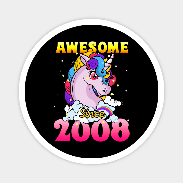 Funny Awesome Unicorn Since 2008 Cute Gift Magnet by saugiohoc994